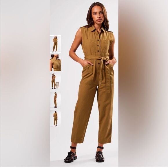 NWT Amour Vert Sienna Cotton Linen Jumpsuit - M - Picture 1 of 6